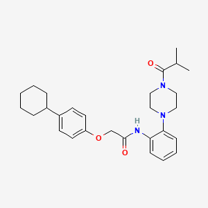 molecular formula C28H37N3O3 B4138853 2-(4-cyclohexylphenoxy)-N-[2-(4-isobutyryl-1-piperazinyl)phenyl]acetamide 