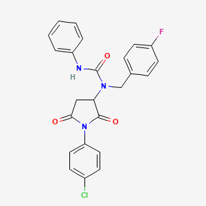molecular formula C24H19ClFN3O3 B4138907 N-[1-(4-chlorophenyl)-2,5-dioxo-3-pyrrolidinyl]-N-(4-fluorobenzyl)-N'-phenylurea 