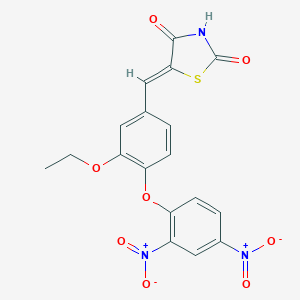 molecular formula C18H13N3O8S B413891 (5Z)-5-[[4-(2,4-dinitrophenoxy)-3-ethoxyphenyl]methylidene]-1,3-thiazolidine-2,4-dione 