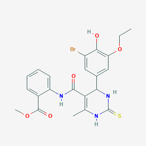 molecular formula C22H22BrN3O5S B4138913 methyl 2-({[4-(3-bromo-5-ethoxy-4-hydroxyphenyl)-6-methyl-2-thioxo-1,2,3,4-tetrahydro-5-pyrimidinyl]carbonyl}amino)benzoate 