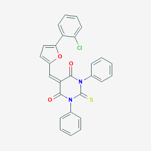 molecular formula C27H17ClN2O3S B413892 5-{[5-(2-chlorophenyl)furan-2-yl]methylidene}-1,3-diphenyl-2-thioxodihydropyrimidine-4,6(1H,5H)-dione 