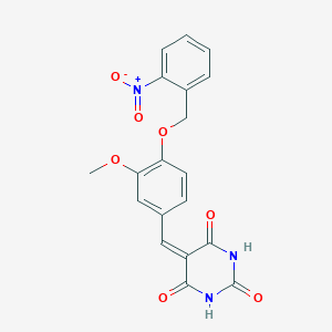 molecular formula C19H15N3O7 B413895 5-[3-Methoxy-4-(2-nitro-benzyloxy)-benzylidene]-pyrimidine-2,4,6-trione CAS No. 5568-59-2