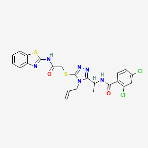 molecular formula C23H20Cl2N6O2S2 B4138953 N-[1-(4-allyl-5-{[2-(1,3-benzothiazol-2-ylamino)-2-oxoethyl]thio}-4H-1,2,4-triazol-3-yl)ethyl]-2,4-dichlorobenzamide 