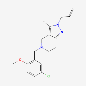 molecular formula C18H24ClN3O B4138975 N-[(1-allyl-5-methyl-1H-pyrazol-4-yl)methyl]-N-(5-chloro-2-methoxybenzyl)ethanamine 