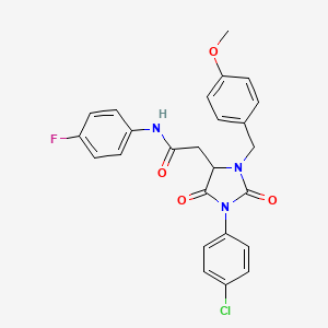 molecular formula C25H21ClFN3O4 B4138983 2-[1-(4-chlorophenyl)-3-(4-methoxybenzyl)-2,5-dioxo-4-imidazolidinyl]-N-(4-fluorophenyl)acetamide 