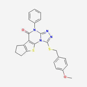 molecular formula C24H20N4O2S2 B4139018 1-[(4-methoxybenzyl)thio]-4-phenyl-7,8-dihydro-6H-cyclopenta[4,5]thieno[3,2-e][1,2,4]triazolo[4,3-a]pyrimidin-5(4H)-one CAS No. 375831-93-9