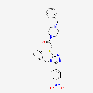 1-benzyl-4-({[4-benzyl-5-(4-nitrophenyl)-4H-1,2,4-triazol-3-yl]thio}acetyl)piperazine