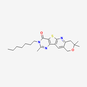 molecular formula C22H29N3O2S B4139068 3-heptyl-2,8,8-trimethyl-7,10-dihydro-8H-pyrano[3'',4'':5',6']pyrido[3',2':4,5]thieno[3,2-d]pyrimidin-4(3H)-one 