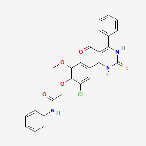 molecular formula C27H24ClN3O4S B4139116 2-[4-(5-acetyl-6-phenyl-2-thioxo-1,2,3,4-tetrahydro-4-pyrimidinyl)-2-chloro-6-methoxyphenoxy]-N-phenylacetamide 