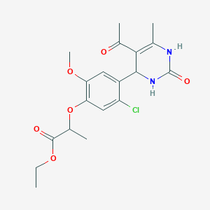 molecular formula C19H23ClN2O6 B4139132 ethyl 2-[4-(5-acetyl-6-methyl-2-oxo-1,2,3,4-tetrahydro-4-pyrimidinyl)-5-chloro-2-methoxyphenoxy]propanoate 