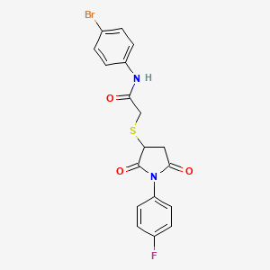 molecular formula C18H14BrFN2O3S B4139156 N-(4-bromophenyl)-2-{[1-(4-fluorophenyl)-2,5-dioxo-3-pyrrolidinyl]thio}acetamide 