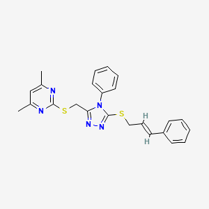molecular formula C24H23N5S2 B4139172 4,6-dimethyl-2-[({4-phenyl-5-[(3-phenyl-2-propen-1-yl)thio]-4H-1,2,4-triazol-3-yl}methyl)thio]pyrimidine 