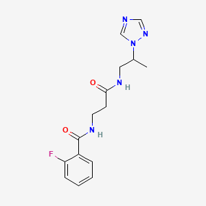 molecular formula C15H18FN5O2 B4139190 2-fluoro-N-(3-oxo-3-{[2-(1H-1,2,4-triazol-1-yl)propyl]amino}propyl)benzamide 