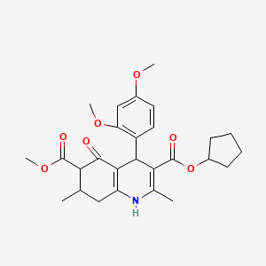 molecular formula C27H33NO7 B4139214 3-cyclopentyl 6-methyl 4-(2,4-dimethoxyphenyl)-2,7-dimethyl-5-oxo-1,4,5,6,7,8-hexahydro-3,6-quinolinedicarboxylate 
