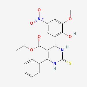 molecular formula C20H19N3O6S B4139239 ethyl 4-(2-hydroxy-3-methoxy-5-nitrophenyl)-6-phenyl-2-thioxo-1,2,3,4-tetrahydro-5-pyrimidinecarboxylate 