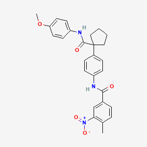 molecular formula C27H27N3O5 B4139246 N-[4-(1-{[(4-methoxyphenyl)amino]carbonyl}cyclopentyl)phenyl]-4-methyl-3-nitrobenzamide 