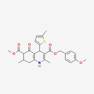 molecular formula C27H29NO6S B4139264 3-(4-methoxybenzyl) 6-methyl 2,7-dimethyl-4-(5-methyl-2-thienyl)-5-oxo-1,4,5,6,7,8-hexahydro-3,6-quinolinedicarboxylate 