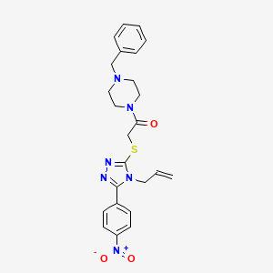 molecular formula C24H26N6O3S B4139267 1-({[4-allyl-5-(4-nitrophenyl)-4H-1,2,4-triazol-3-yl]thio}acetyl)-4-benzylpiperazine 