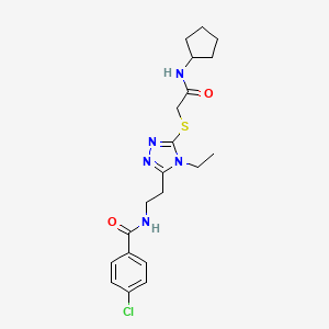 molecular formula C20H26ClN5O2S B4139268 4-chloro-N-[2-(5-{[2-(cyclopentylamino)-2-oxoethyl]thio}-4-ethyl-4H-1,2,4-triazol-3-yl)ethyl]benzamide 