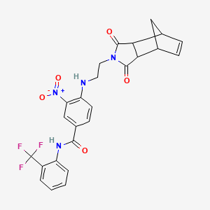 molecular formula C25H21F3N4O5 B4139324 4-{[2-(3,5-dioxo-4-azatricyclo[5.2.1.0~2,6~]dec-8-en-4-yl)ethyl]amino}-3-nitro-N-[2-(trifluoromethyl)phenyl]benzamide 
