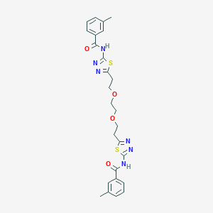 molecular formula C26H28N6O4S2 B413936 3-methyl-N-(5-{2-[2-(2-{5-[(3-methylbenzoyl)amino]-1,3,4-thiadiazol-2-yl}ethoxy)ethoxy]ethyl}-1,3,4-thiadiazol-2-yl)benzamide 