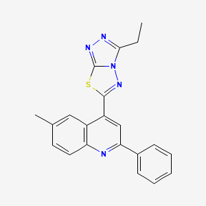 molecular formula C21H17N5S B4139374 4-(3-ethyl[1,2,4]triazolo[3,4-b][1,3,4]thiadiazol-6-yl)-6-methyl-2-phenylquinoline 