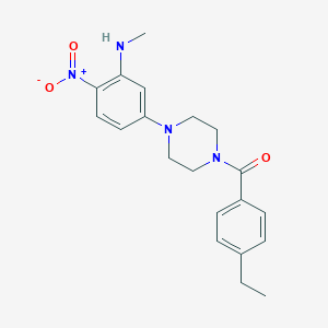 molecular formula C20H24N4O3 B4139394 5-[4-(4-ethylbenzoyl)-1-piperazinyl]-N-methyl-2-nitroaniline 