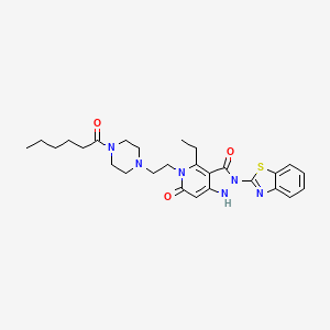 molecular formula C27H34N6O3S B4139400 2-(1,3-benzothiazol-2-yl)-4-ethyl-5-[2-(4-hexanoyl-1-piperazinyl)ethyl]-1H-pyrazolo[4,3-c]pyridine-3,6(2H,5H)-dione 