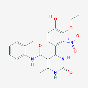 molecular formula C21H22N4O6 B4139419 4-(3-ethoxy-4-hydroxy-2-nitrophenyl)-6-methyl-N-(2-methylphenyl)-2-oxo-1,2,3,4-tetrahydro-5-pyrimidinecarboxamide 