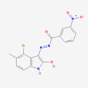 molecular formula C16H11BrN4O4 B413945 N'-(4-bromo-5-methyl-2-oxo-1,2-dihydro-3H-indol-3-ylidene)-3-nitrobenzohydrazide 