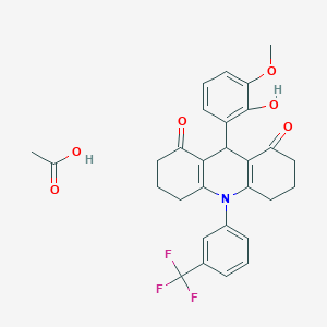 molecular formula C29H28F3NO6 B4139513 9-(2-hydroxy-3-methoxyphenyl)-10-[3-(trifluoromethyl)phenyl]-3,4,6,7,9,10-hexahydro-1,8(2H,5H)-acridinedione acetate (salt) 