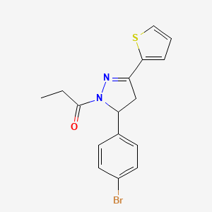 molecular formula C16H15BrN2OS B4139530 5-(4-bromophenyl)-1-propionyl-3-(2-thienyl)-4,5-dihydro-1H-pyrazole 