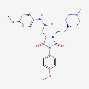 molecular formula C26H33N5O5 B4139560 N-(4-methoxyphenyl)-2-{1-(4-methoxyphenyl)-3-[2-(4-methyl-1-piperazinyl)ethyl]-2,5-dioxo-4-imidazolidinyl}acetamide 