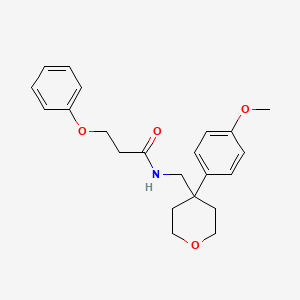 molecular formula C22H27NO4 B4139582 N-{[4-(4-methoxyphenyl)tetrahydro-2H-pyran-4-yl]methyl}-3-phenoxypropanamide 