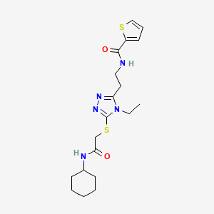 molecular formula C19H27N5O2S2 B4139658 N-[2-(5-{[2-(cyclohexylamino)-2-oxoethyl]thio}-4-ethyl-4H-1,2,4-triazol-3-yl)ethyl]-2-thiophenecarboxamide 
