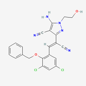 molecular formula C22H17Cl2N5O2 B4139670 5-amino-3-{2-[2-(benzyloxy)-3,5-dichlorophenyl]-1-cyanovinyl}-1-(2-hydroxyethyl)-1H-pyrazole-4-carbonitrile 