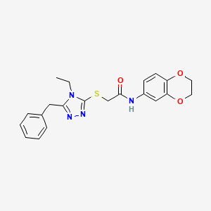 molecular formula C21H22N4O3S B4139674 2-[(5-benzyl-4-ethyl-4H-1,2,4-triazol-3-yl)thio]-N-(2,3-dihydro-1,4-benzodioxin-6-yl)acetamide 
