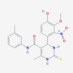 molecular formula C20H20N4O5S B4139694 4-(4-hydroxy-3-methoxy-2-nitrophenyl)-6-methyl-N-(3-methylphenyl)-2-thioxo-1,2,3,4-tetrahydro-5-pyrimidinecarboxamide 