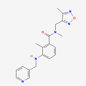 molecular formula C19H21N5O2 B4139699 N,2-dimethyl-N-[(4-methyl-1,2,5-oxadiazol-3-yl)methyl]-3-[(pyridin-3-ylmethyl)amino]benzamide 