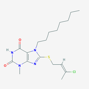 molecular formula C18H27ClN4O2S B413970 8-[(3-chloro-2-butenyl)sulfanyl]-3-methyl-7-octyl-3,7-dihydro-1H-purine-2,6-dione CAS No. 301354-14-3