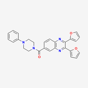 molecular formula C27H22N4O3 B4139713 2,3-di-2-furyl-6-[(4-phenyl-1-piperazinyl)carbonyl]quinoxaline 