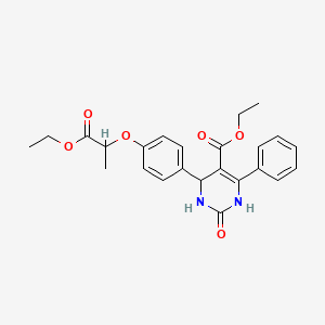 molecular formula C24H26N2O6 B4139748 ethyl 4-[4-(2-ethoxy-1-methyl-2-oxoethoxy)phenyl]-2-oxo-6-phenyl-1,2,3,4-tetrahydro-5-pyrimidinecarboxylate 
