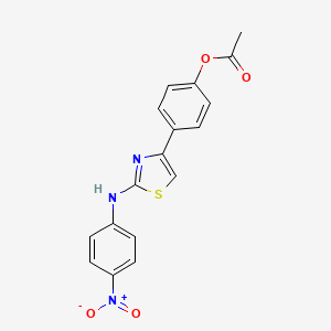 molecular formula C17H13N3O4S B4139753 4-{2-[(4-nitrophenyl)amino]-1,3-thiazol-4-yl}phenyl acetate 