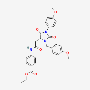 molecular formula C29H29N3O7 B4139774 ethyl 4-({[3-(4-methoxybenzyl)-1-(4-methoxyphenyl)-2,5-dioxo-4-imidazolidinyl]acetyl}amino)benzoate 