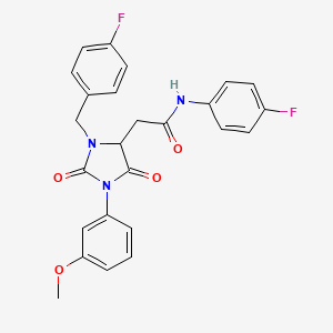 molecular formula C25H21F2N3O4 B4139801 2-[3-(4-fluorobenzyl)-1-(3-methoxyphenyl)-2,5-dioxo-4-imidazolidinyl]-N-(4-fluorophenyl)acetamide 