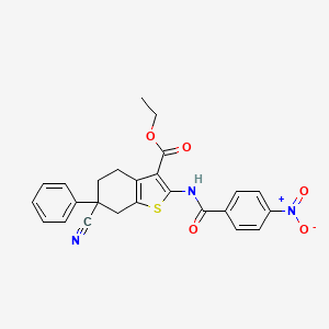 ethyl 6-cyano-2-[(4-nitrobenzoyl)amino]-6-phenyl-4,5,6,7-tetrahydro-1-benzothiophene-3-carboxylate