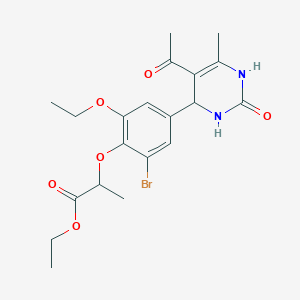 molecular formula C20H25BrN2O6 B4139891 ethyl 2-[4-(5-acetyl-6-methyl-2-oxo-1,2,3,4-tetrahydro-4-pyrimidinyl)-2-bromo-6-ethoxyphenoxy]propanoate 