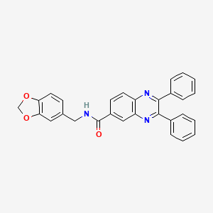 N-(1,3-benzodioxol-5-ylmethyl)-2,3-diphenyl-6-quinoxalinecarboxamide