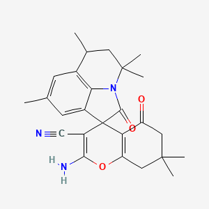 molecular formula C26H29N3O3 B4139906 2-amino-4',4',6',7,7,8'-hexamethyl-2',5-dioxo-5,5',6,6',7,8-hexahydro-4'H-spiro[chromene-4,1'-pyrrolo[3,2,1-ij]quinoline]-3-carbonitrile 