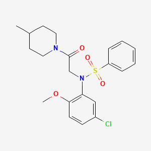 molecular formula C21H25ClN2O4S B4139953 N-(5-chloro-2-methoxyphenyl)-N-[2-(4-methyl-1-piperidinyl)-2-oxoethyl]benzenesulfonamide 